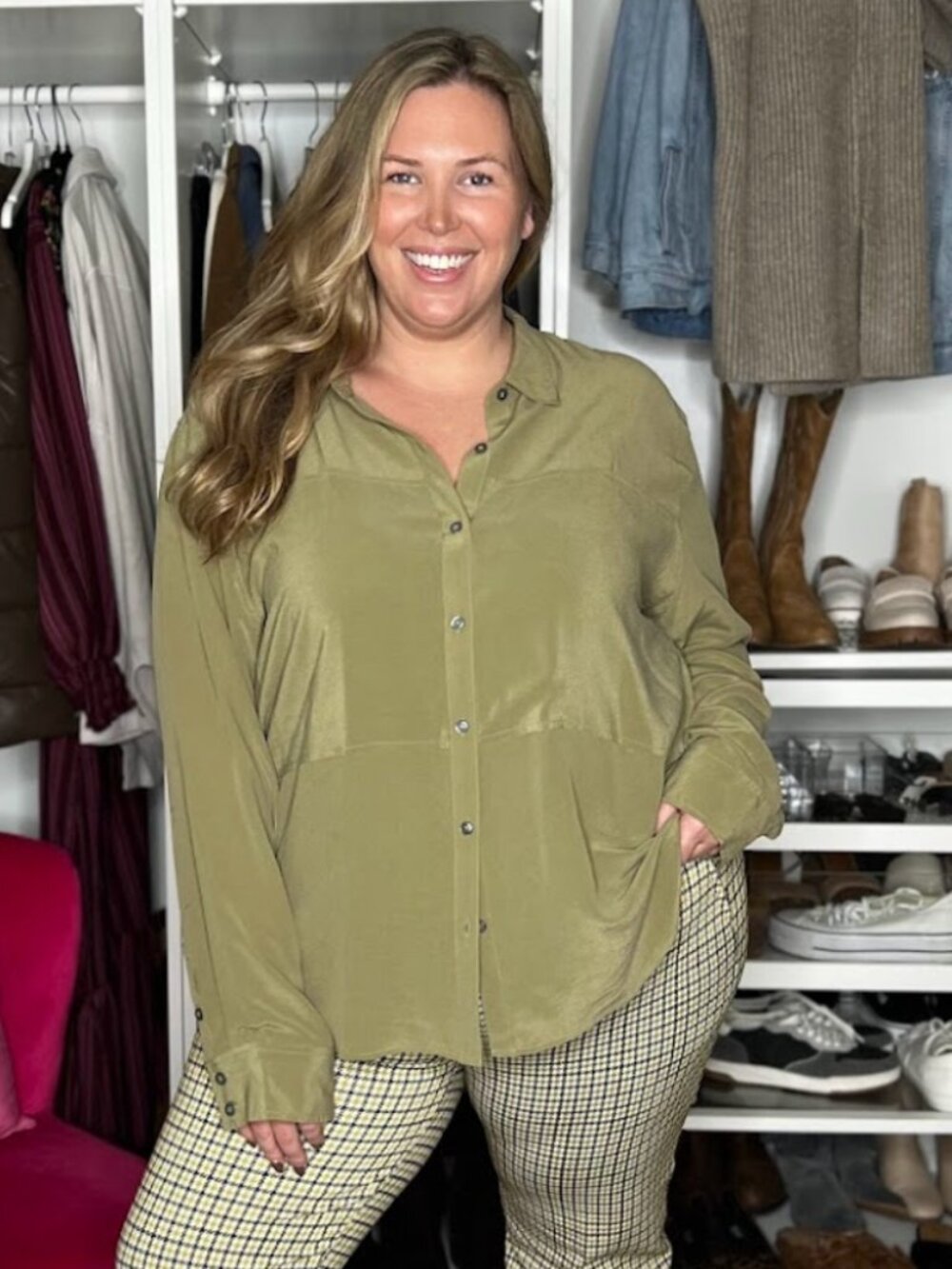 Spanx 100% Silk Button Down